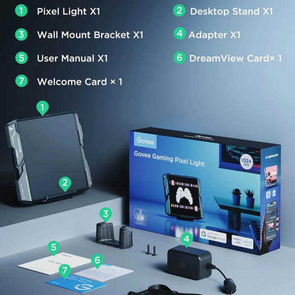 Gaming Pixel Light Govee H8630C81 H8630, WiFi, Bluetooth, Grey