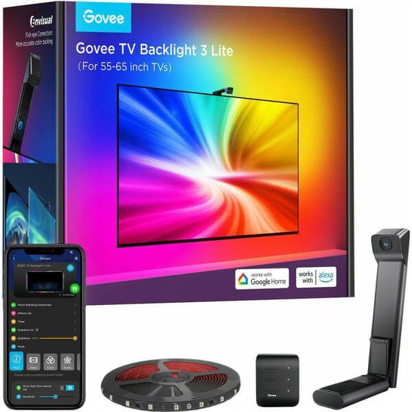Adaptive Backlight Kit Govee H60993D1 TV Backlight 3 Lite, 55/65", WIFI, Bluetooth, Black