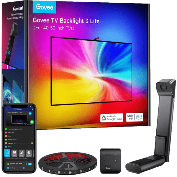 ტელევიზორის განათების ნაკრები Govee H60973D1 TV Backlight 3 Lite, 40/50", WIFI, Bluetooth, Adaptive Backlight Kit, Black