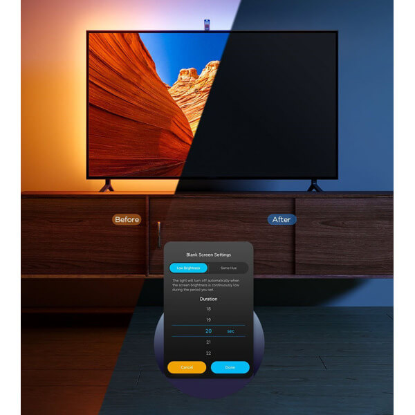 ტელევიზორის განათების ნაკრები Govee H60973D1 TV Backlight 3 Lite, 40/50", WIFI, Bluetooth, Adaptive Backlight Kit, Black