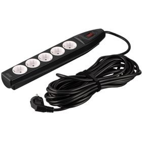 Power Strip With Surge Protector 2E 2E-SP515M10BK, 5 Socket, 10m, Black