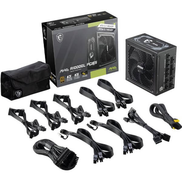 კვების ბლოკი MSI 306-7ZP9B11-CE0 MAG A1000GL, 1000W, 80 PLUS Gold, Power Supply, Black