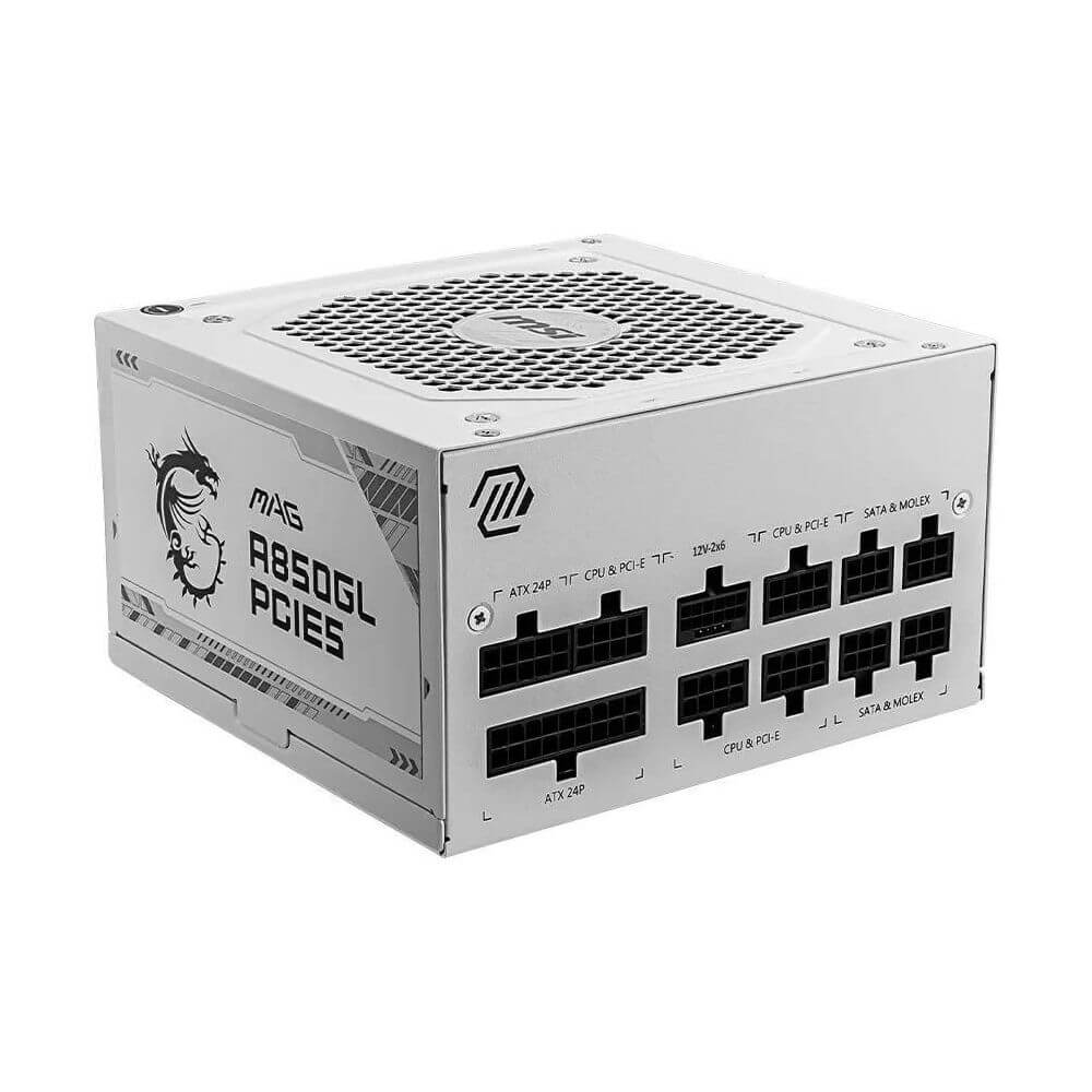 Power Supply MSI 306-7ZP8A24-CE0 MAG A850GL PCIE5, 850W, 80 PLUS Gold, White