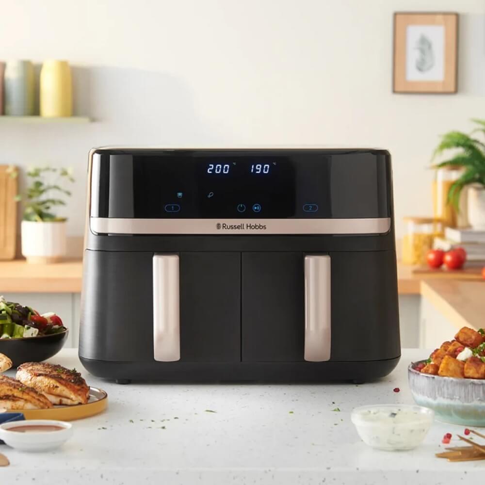 აეროგრილი Russell Hobbs 27680-56/RH Satisfry Dual Basket, 2800W, 9L, Air Fryer, Black