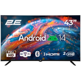 ტელევიზორი 2E 2E-43A07B, 43", Smart TV, Android TV, FHD, USB, HDMI, LAN, BT, WIFI, Black