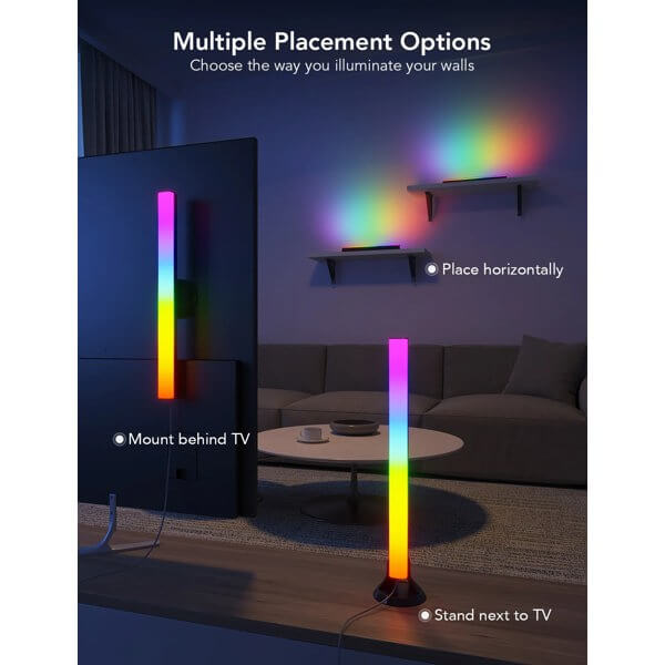 დეკორატიული განათება Govee H6046311 Flow Plus RGBIC, WiFi, Bluetooth, Light Bars, Black