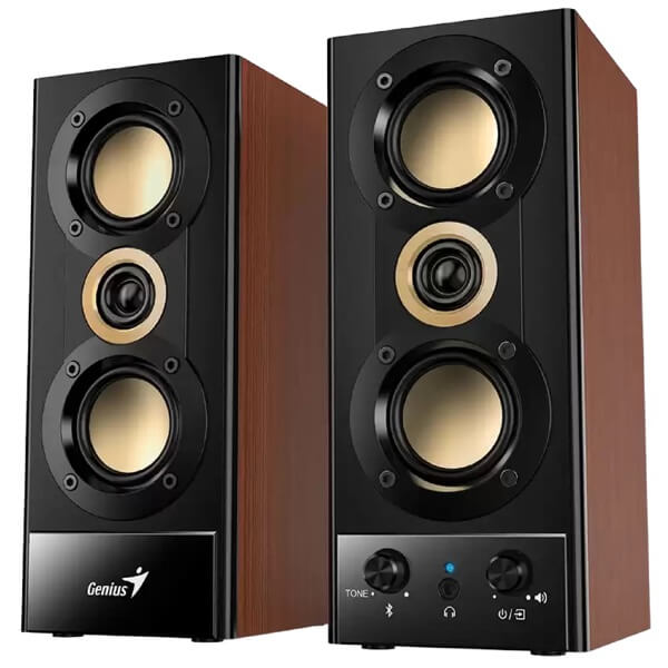 Speaker Genius SP-HF800BT Hi-Fi Wood, 20W, Bluetooth, Black/Brown