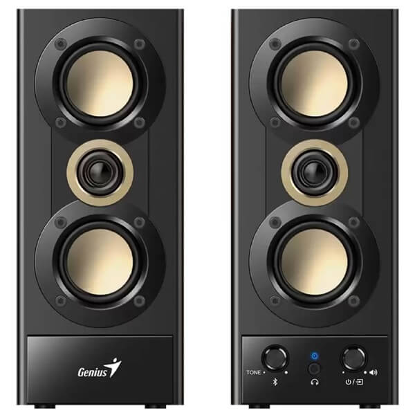Speaker Genius SP-HF800BT Hi-Fi Wood, 20W, Bluetooth, Black/Brown
