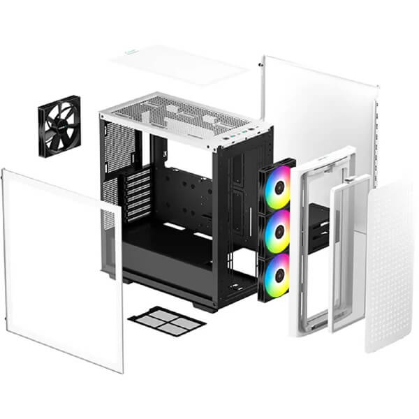 Computer Case Deepcool R-CK560-WHAAE4-G-1 CK560 WH, Mid Tower, Micro-ATX, Mini-ATX, 2xUSB3.0, 1xType-C, 3.5mm, White
