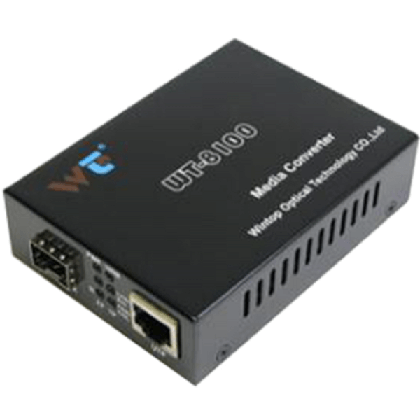 Media Converter With SFP Module Support Wintop WT-8110G-SFP-AS, Black