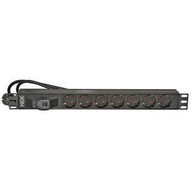 დენის გამანაწილებელი NEX PDU-7-braker, 19", 1U, 7 Socket, 1.8m, Power Strip With Surge Protector, Black