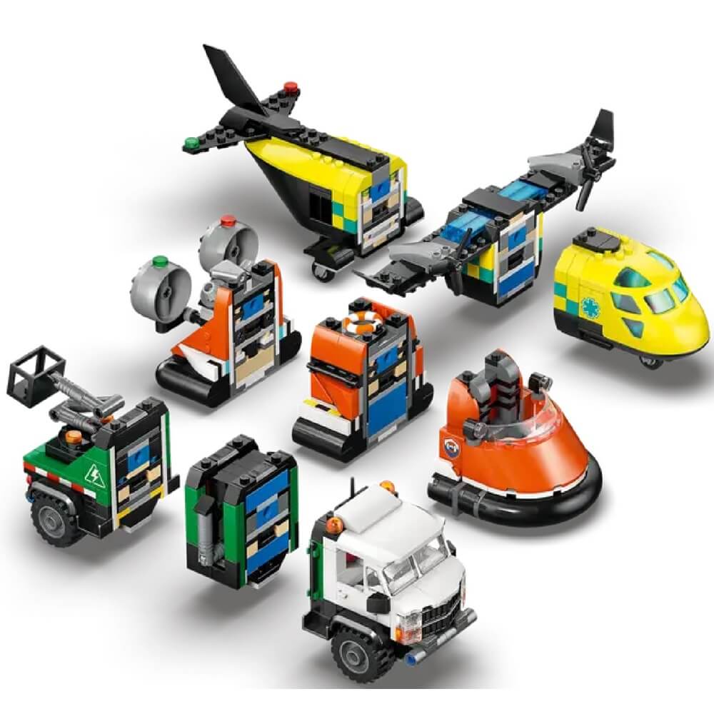 ასაწყობი კონსტრუქცია Lego 60505- Airplane, Service Truck & Hovercraft Remix, Prefabricated Construction