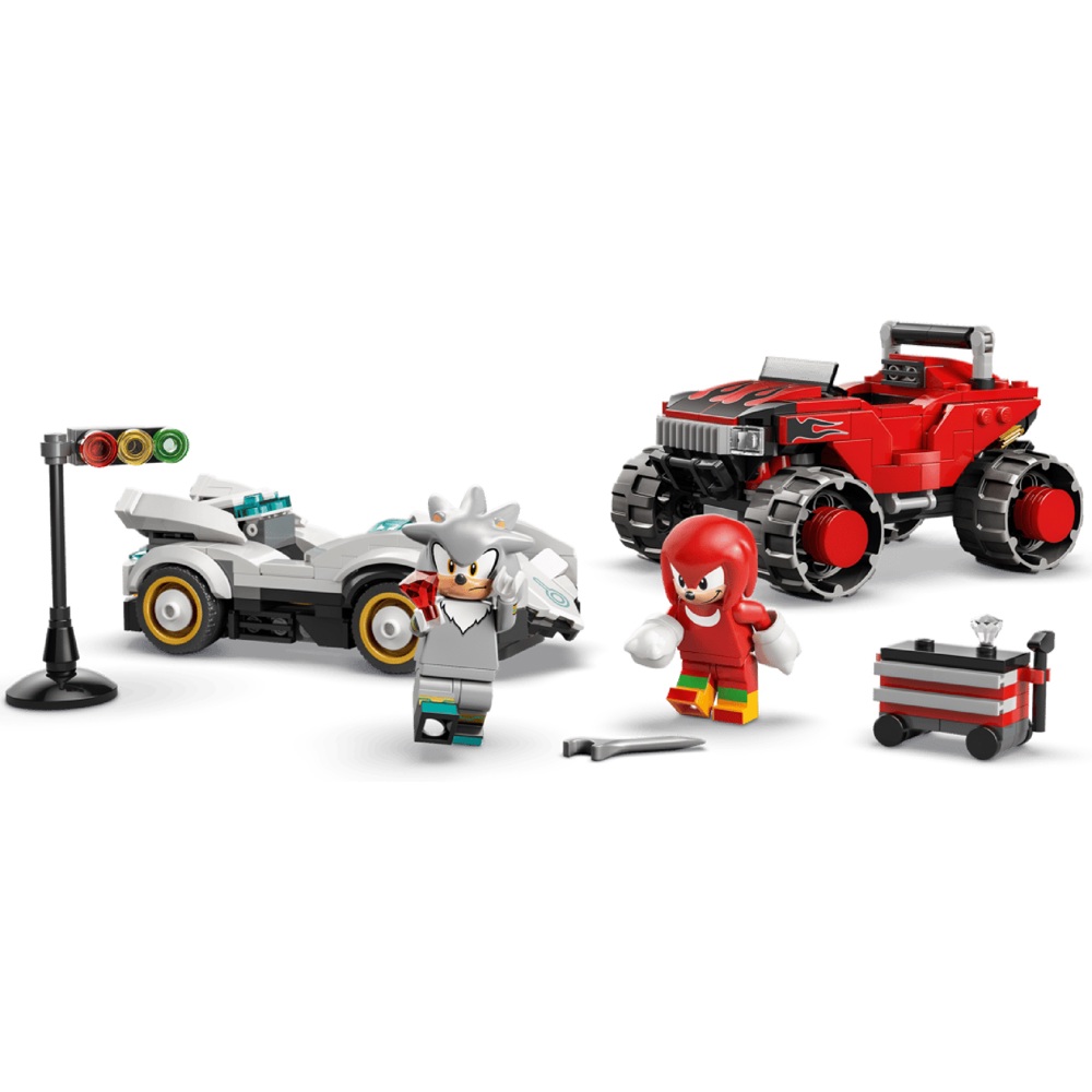 ასაწყობი კონსტრუქცია Lego 77118 Sonic Silver's Car vs. Knuckles' Monster Truck, Prefabricated Construction