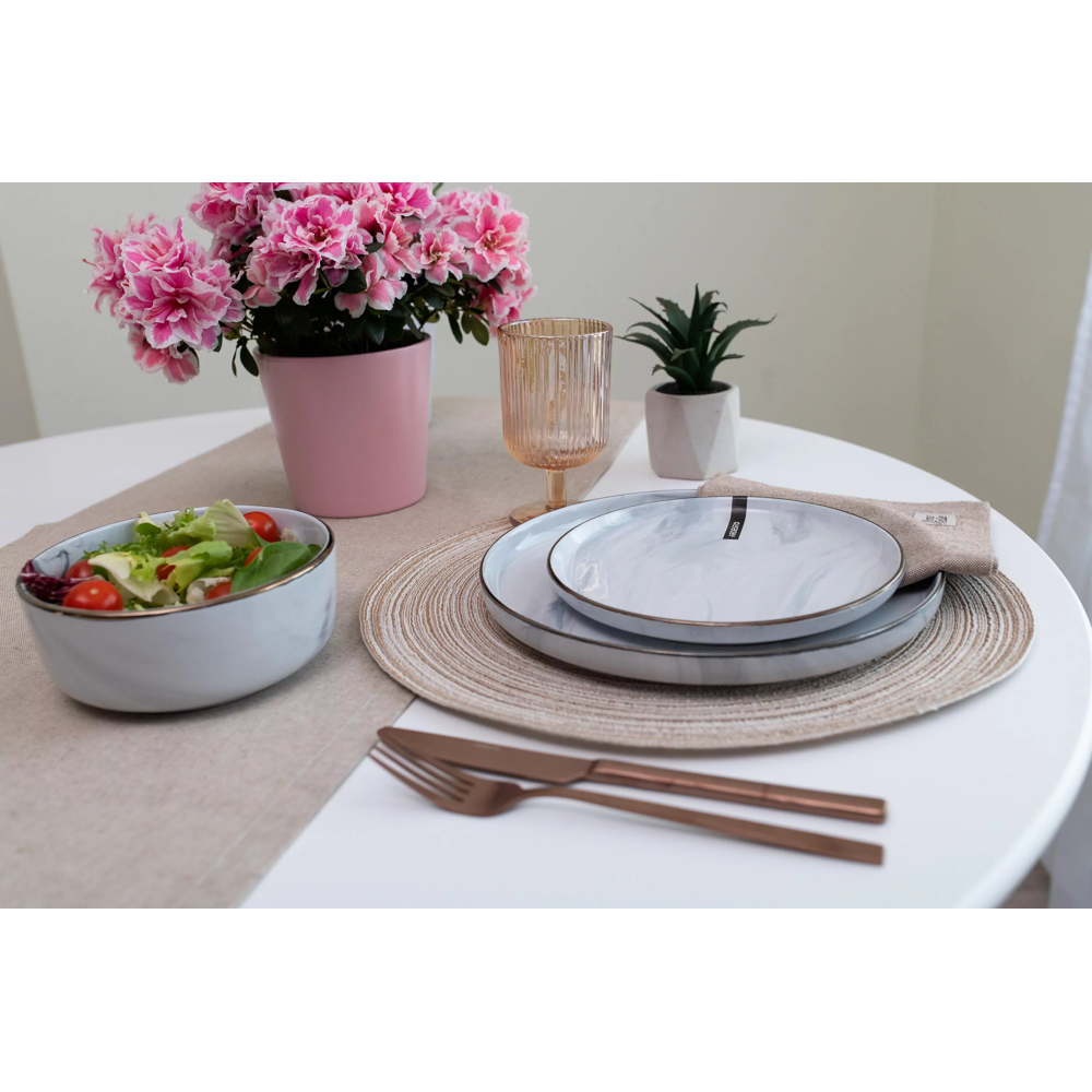 სალათის თასი Ardesto AR2916MRW Marmo, 15.6cm, Salad Bowl, White