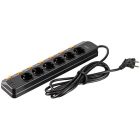Power Strip With Surge Protection 2E 2E-SP6M3SWBK, 6 Socket, USB-A, Type-C, 3m, Black