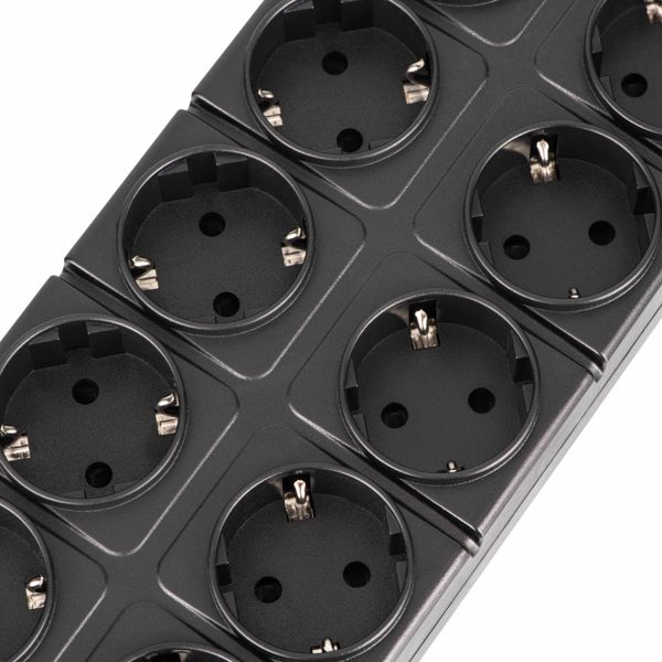დენის დამაგრძელებელი 2E 2E-SP10M3USBBK, 10 Socket, USB-A, Type-C, 3m, Power Strip With Surge Protection, Black 