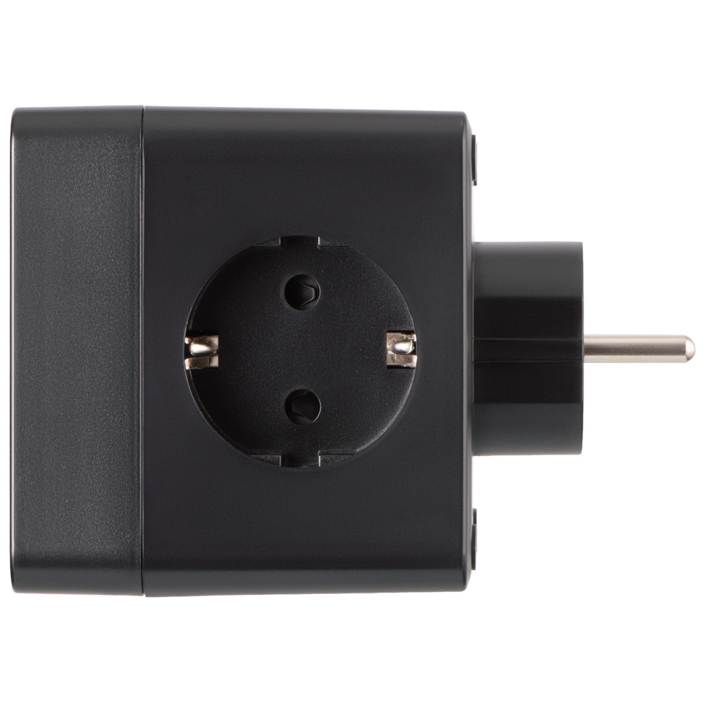 ადაპტერი 2E 2E-AD431BK, 3 Socket, USB-A, Type-C, Power Adapter With Surge Protection, Black