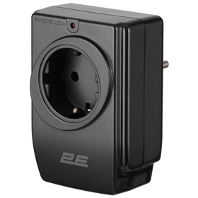 Power Adapter With Surge Protection 2E 2E-AD120U, 1 Socket, USB-A, Black