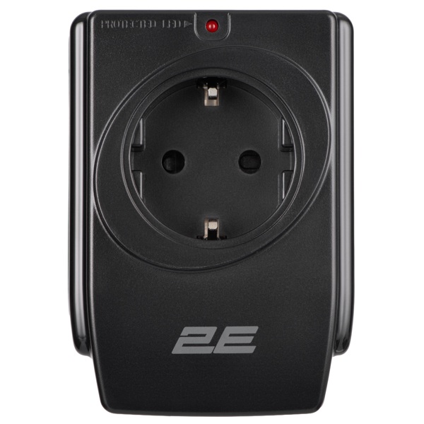 Power Adapter With Surge Protection 2E 2E-AD120U, 1 Socket, USB-A, Black