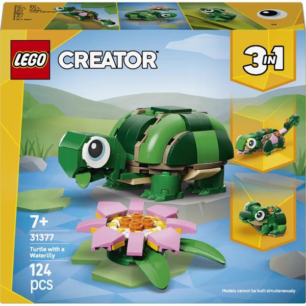 ასაწყობი კონსტრუქცია Lego 31377, Creator Turtle with a Water Lily Flower, Prefabricated Construction