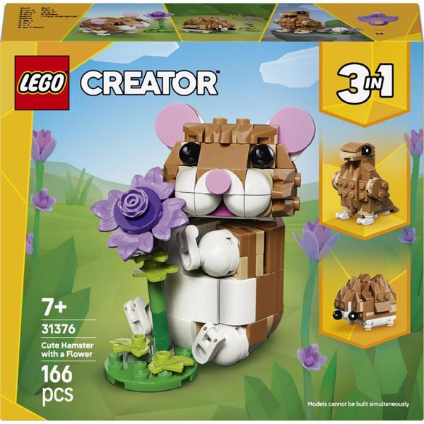 ასაწყობი კონსტრუქცია Lego 31376, Creator Cute Hamster with a Flower, Prefabricated Construction
