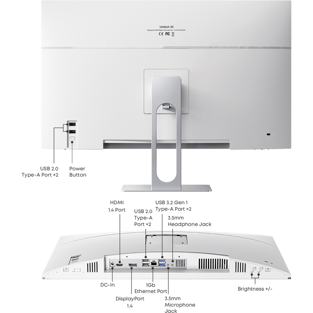 All In One კომპიუტერი Chuwi Unitech 24, 23.8", i3-1220P, 16GB, 512GB SSD, Integrated, W11P, Silver/White