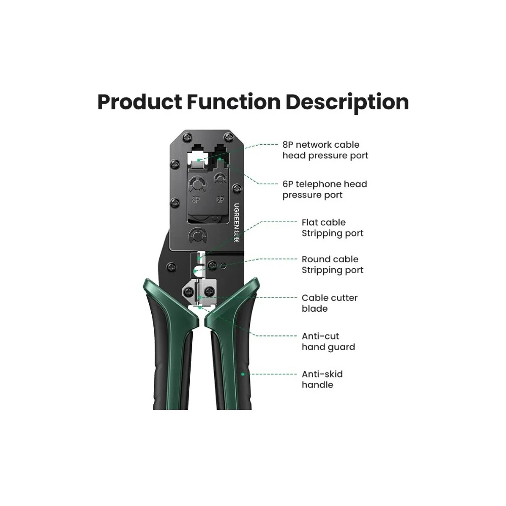 Crimping Tool UGREEN NW304 (35971), Black/Green