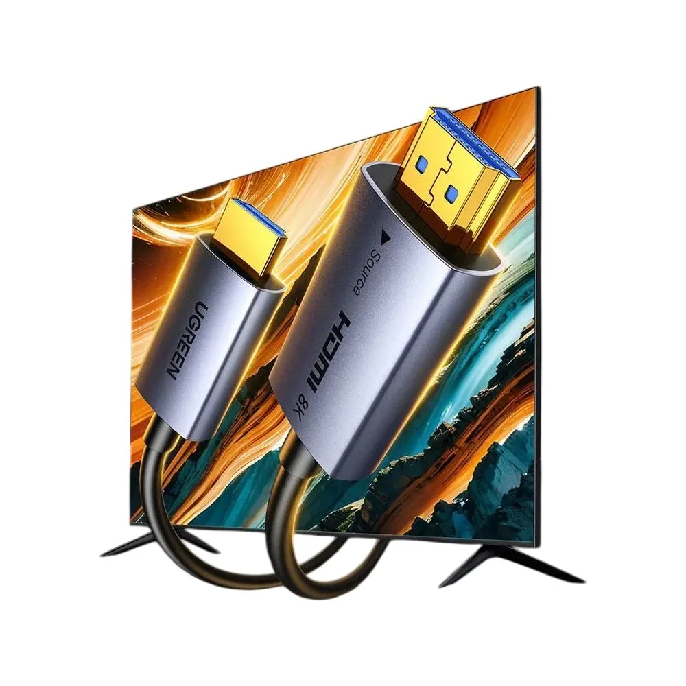 ვიდეო კაბელი UGREEN HD183 (55509), 8K, Fiber Optic HDMI To HDMI Cable, 40m, Grey/Black