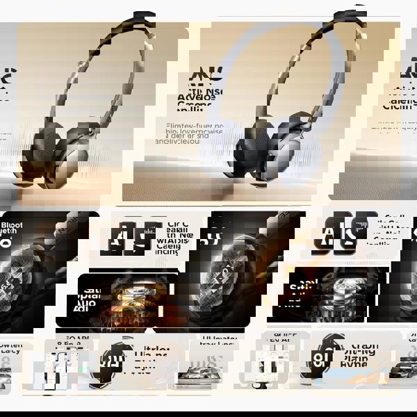 ყურსასმენი Ugreen HP207 (75630) Studio Plus, Headset, Wireless, Bluetooth, Black/Silver