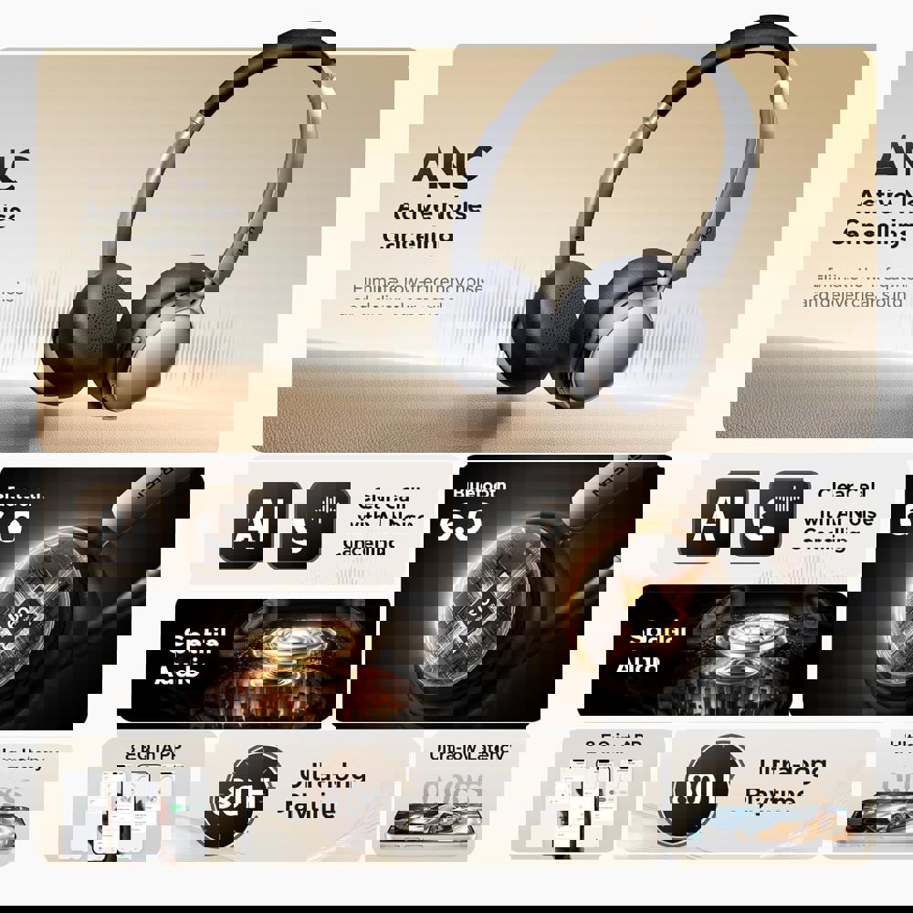 ყურსასმენი Ugreen HP207 (75630) Studio Plus, Headset, Wireless, Bluetooth, Black/Silver