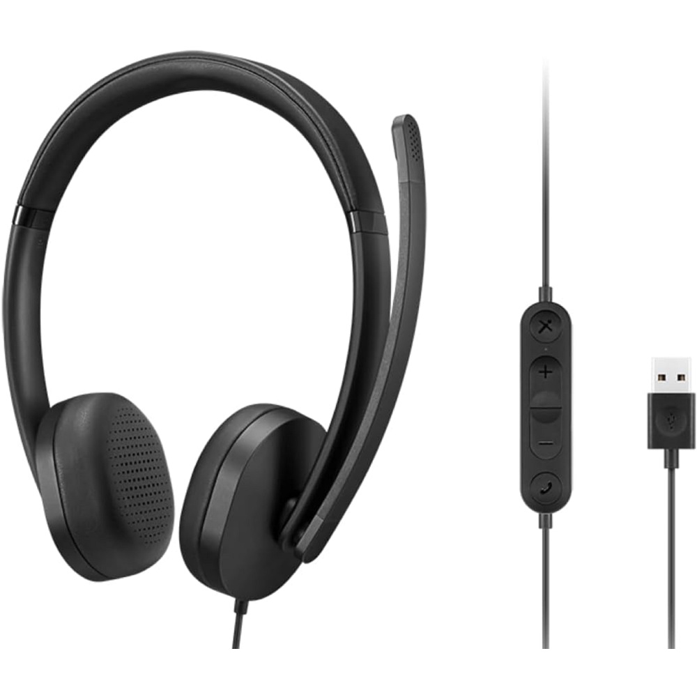 Headset Lenovo 4XD1P83425, Wired, USB, Black