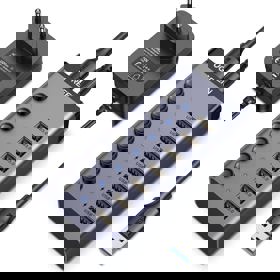 USB ჰაბი UGREEN CM481 (90307)  USB 3.0 Hub With 7 Ports USB-A 12V 2A, Gray