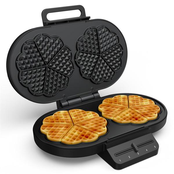 Waffle Maker Princess 132384 Heart-Shaped, 1200W, Black