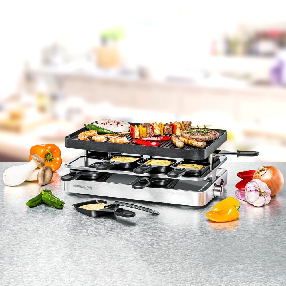 Grill Rommelsbacher RC 1400 Raclette, 1200W, Black/Silver