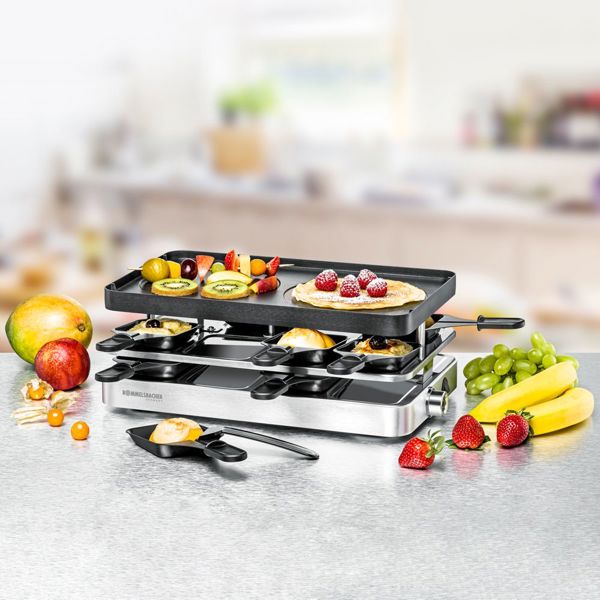 გრილი Rommelsbacher RC 1400 Raclette, 1200W, Grill, Black/Silver