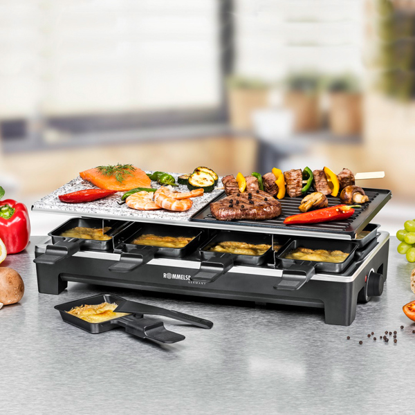 გრილი Rommelsbacher RCS 1350 Raclette, 1350W, Grill, Black/Silver