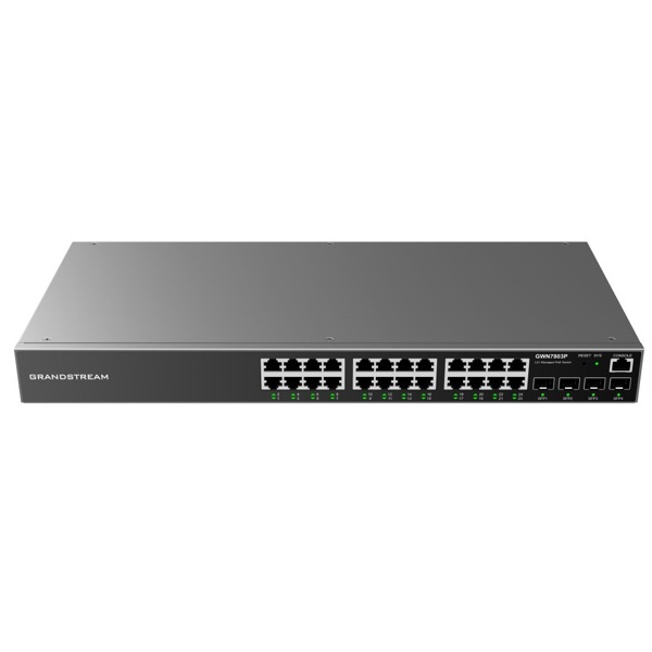 სვიჩი Grandstream GWN7803P, 24-ports Gigabit, Switch, Black