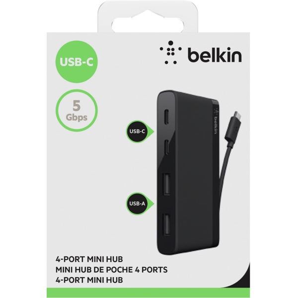 Hub Belkin F4U090btBLK, Type-c, USB, Black