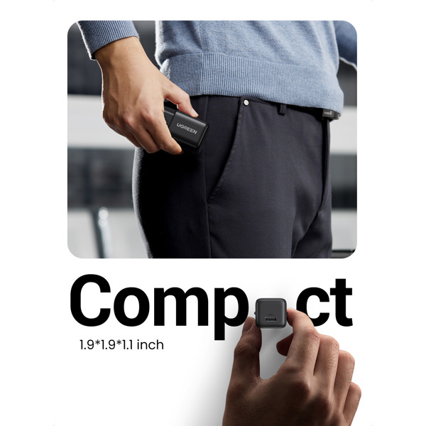 მობილურის დამტენი UGREEN X518 (75613), 18W, USB, GaN Fast Charger, Black