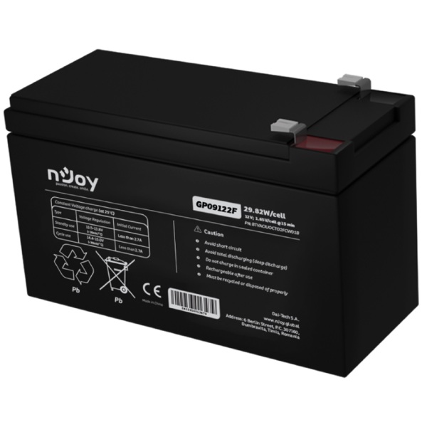 უწყვეტი კვების წყაროს ელემენტი nJoy BTVACIUOCTO2FCW01B, 12V, Power Supply Element, Black