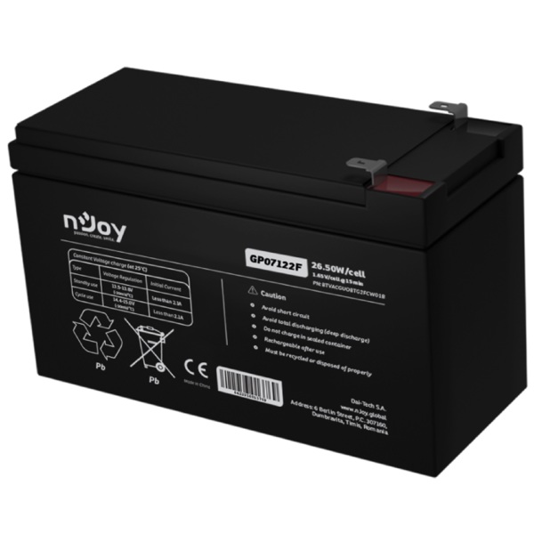 უწყვეტი კვების წყაროს ელემენტი nJoy BTVACGUOBTG2FCW01B GP07122F, 12V, Power Supply Element, Black