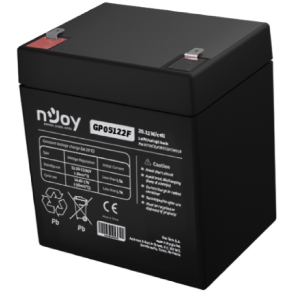 უწყვეტი კვების წყაროს ელემენტი nJoy BTVACEUOBTO2FCW01B GP05122F, 12V, Power Supply Element, Black