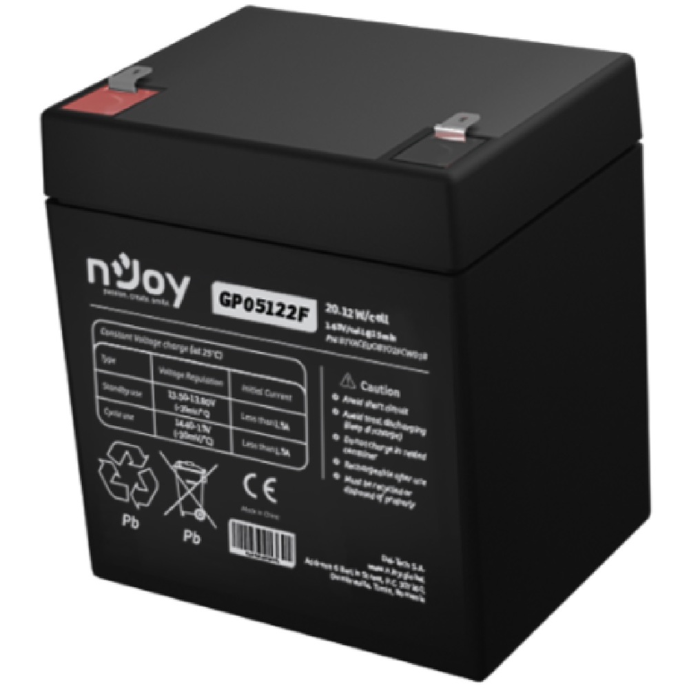 უწყვეტი კვების წყაროს ელემენტი nJoy BTVACEUOBTO2FCW01B GP05122F, 12V, Power Supply Element, Black