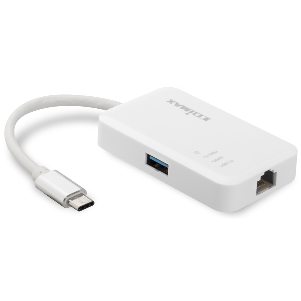 USB-C ჰაბი Edimax EU-4308, Type-C, USB, LAN, Hub, White