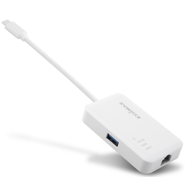 USB-C ჰაბი Edimax EU-4308, Type-C, USB, LAN, Hub, White