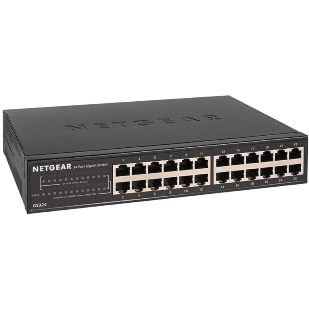 სვიჩი Netgear GS324-200EUS, 24-Port Gigabit, Switch, Black
