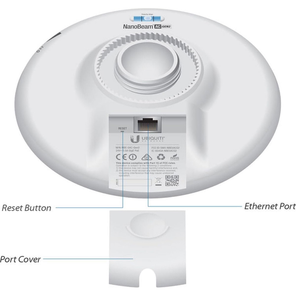გარე გამოყენების CPE Ubiquiti NBE-5AC-Gen2 airMAX NanoBeam 5AC, Outdoor CPE, White
