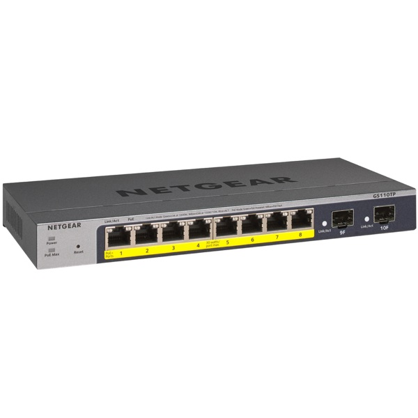PoE+Switch Netgear GS110TP-300EUS, 8-Port Gigabit, Black