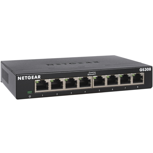 Switch Netgear GS308-300PES, 8-port Gigabit, Black