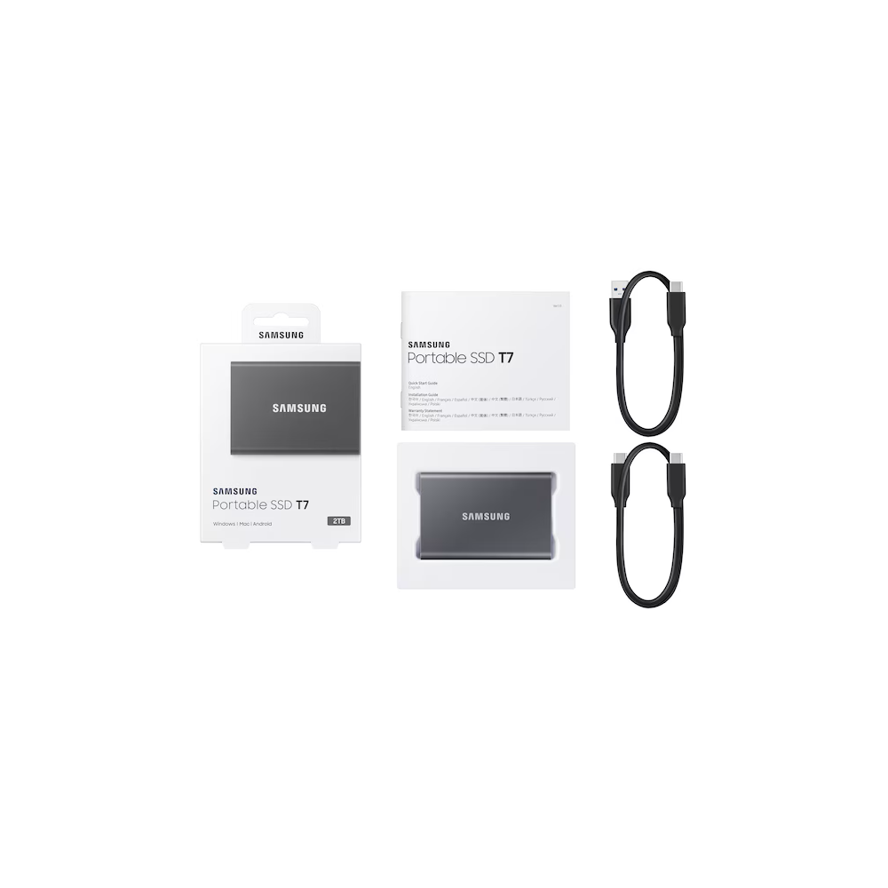 External SSD Samsung MU-PC2T0T/WW T7, 2TB, 2.5", Type-C 3.2, Grey